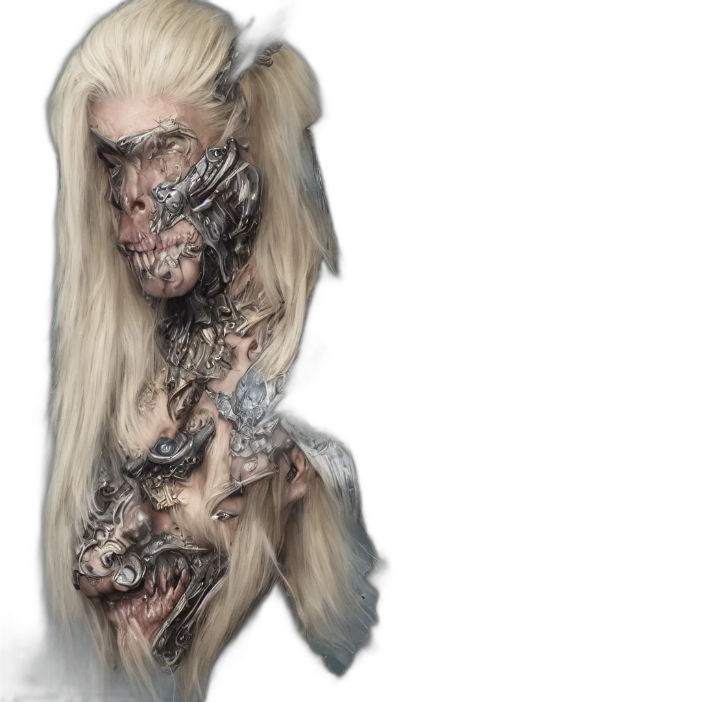 hair, mask, creature, dragon, fantasy art, concept art, 3d render, photorealistic transparent PNG cut-out