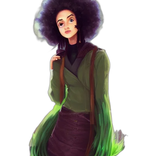 hair, staff, dress, jacket, fantasy art, concept art, watercolor, anime transparent PNG cut-out