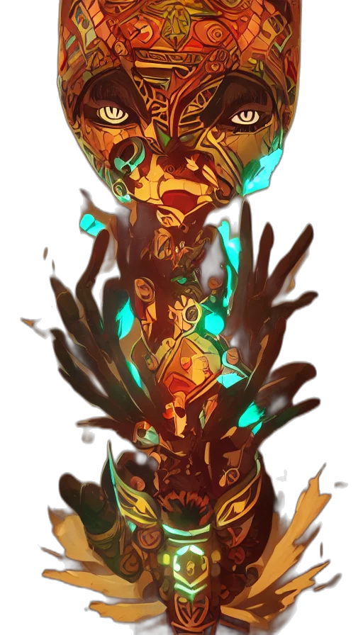 crown, staff, mask, weapon transparent PNG cut-out