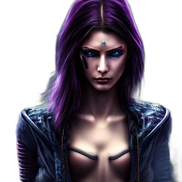 face, jewelry, jacket, cyberpunk, fantasy art, comic book art, concept art, dark transparent PNG cut-out