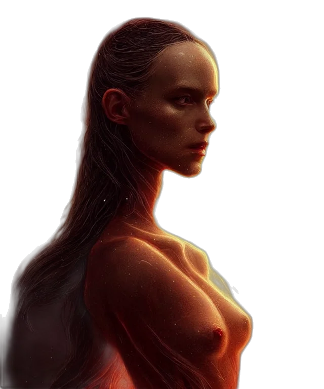 face, robot, dress, concept art, fantasy art, photorealistic, comic book art, outer space transparent PNG cut-out