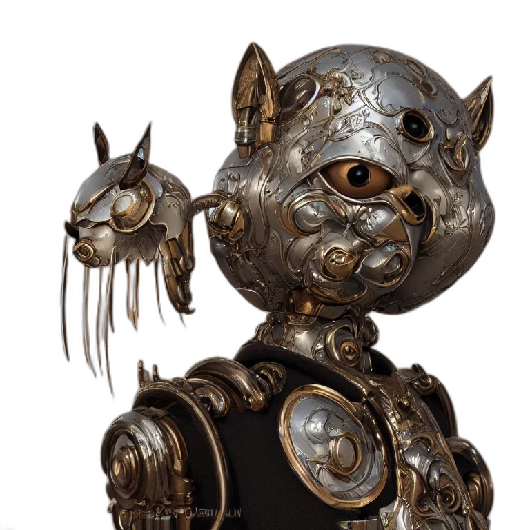 mask, robot, face, staff, concept art, fantasy art, 3d render, photorealistic transparent PNG cut-out
