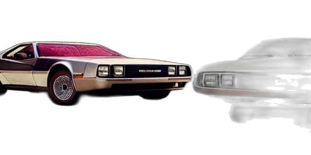 car, vaporwave, single, delorean transparent PNG cut-out