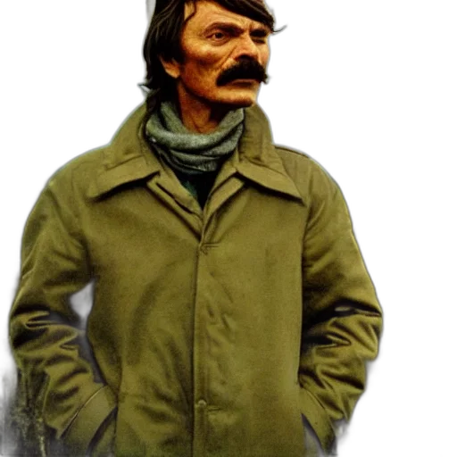 jacket, face, staff, hat transparent PNG cut-out