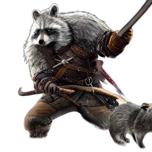 animal, weapon, sword, staff, concept art, fantasy art, 3d render, photorealistic transparent PNG cut-out