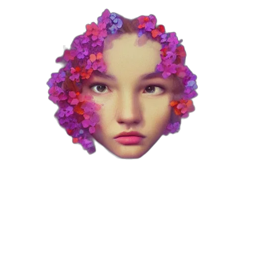 crown, flower, face, hair transparent PNG cut-out