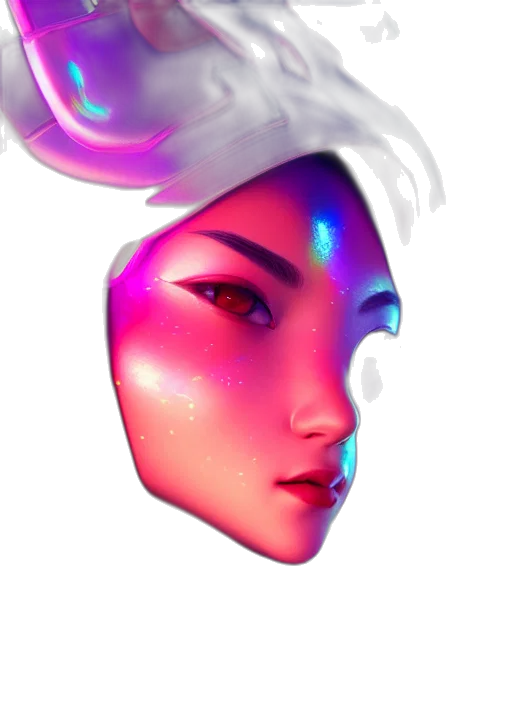 face, mask, crown, robot, vaporwave, cyberpunk, concept art, fantasy art transparent PNG cut-out