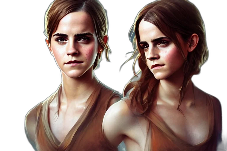 concept art, photorealistic, fantasy art, comic book art, golden, emma, watson, printed transparent PNG cut-out