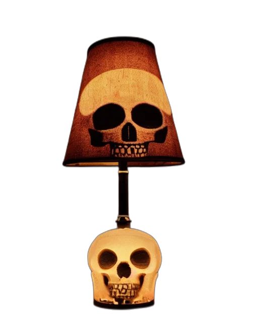 furniture, hat, mask, 3d render, lamp, skull, lampshade, table transparent PNG cut-out