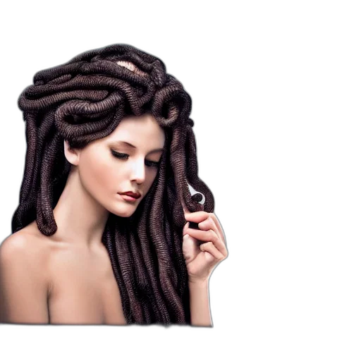 hair, photorealistic, 3d render, cyberpunk, concept art, medusa, doing, her transparent PNG cut-out