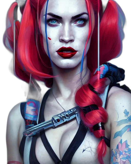 weapon, face, cyberpunk, comic book art, fantasy art, concept art, neon lights, red transparent PNG cut-out