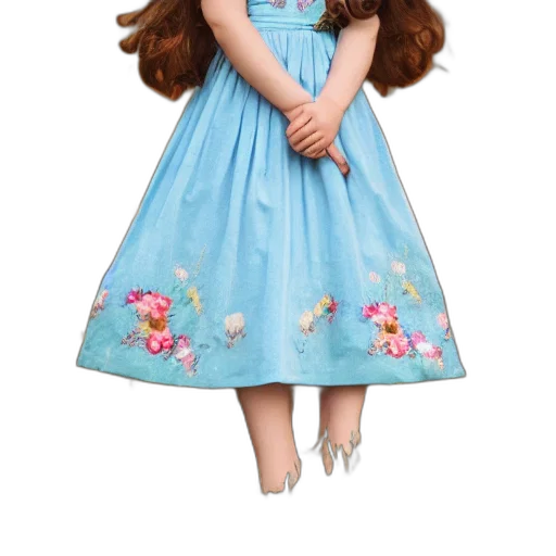 dress, hair, 3d render, photorealistic, cartoon, concept art, anna, flower transparent PNG cut-out