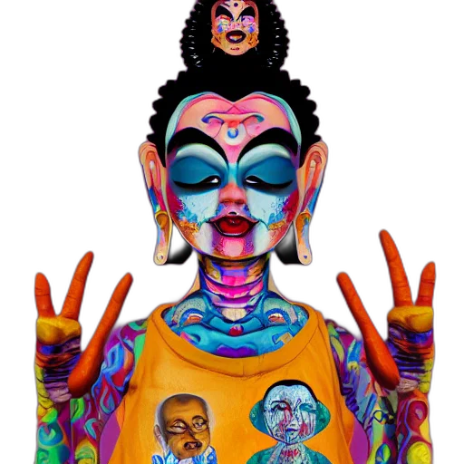 mask, face, concept art, fantasy art, pixel art, cartoon, outer space, neon transparent PNG cut-out