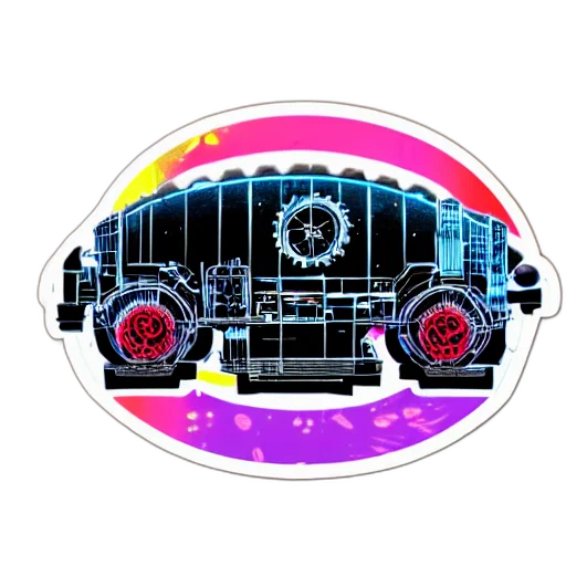 car, vaporwave, concept art, pixel art, cyberpunk, neon, colorful, sticker transparent PNG cut-out