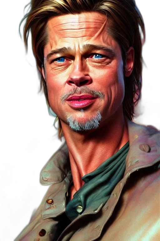 face, photorealistic, oil painting, watercolor, comic book art, brad, pitt, becomes transparent PNG cut-out