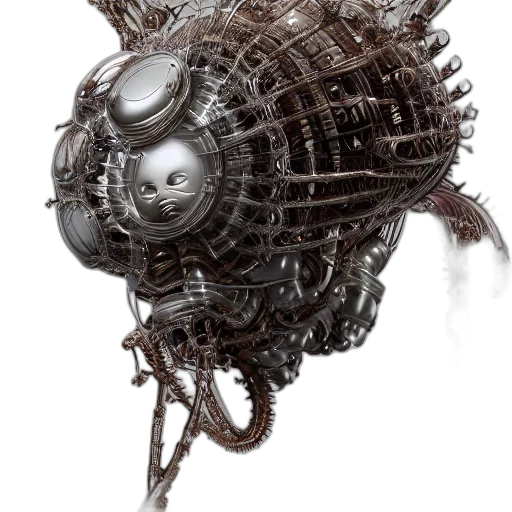 robot, weapon, hair, car, concept art, fantasy art, cyberpunk, 3d render transparent PNG cut-out
