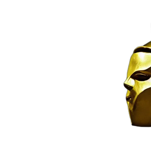 mask, crown, face, jewelry, 3d render, concept art, photorealistic, golden transparent PNG cut-out