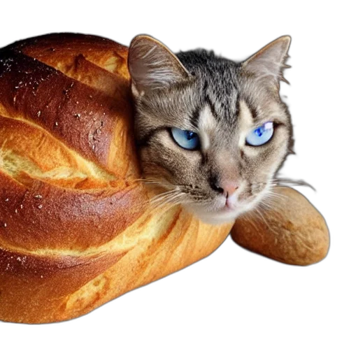 food, animal, creature, weapon, photorealistic, 3d render, bread, cat transparent PNG cut-out