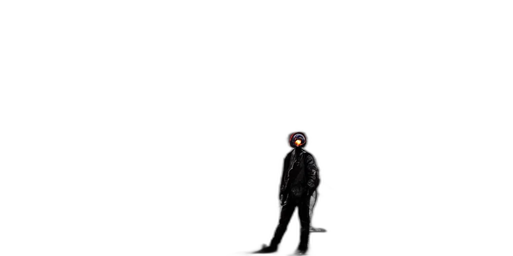jacket, hat, robot, creature, pixel art, concept art, 3d render, photorealistic transparent PNG cut-out