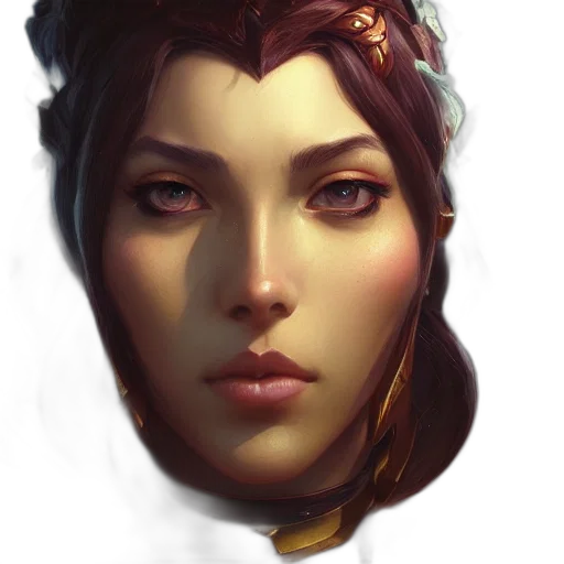 face, crown, mask, fantasy art, concept art, photorealistic, oil painting, golden transparent PNG cut-out
