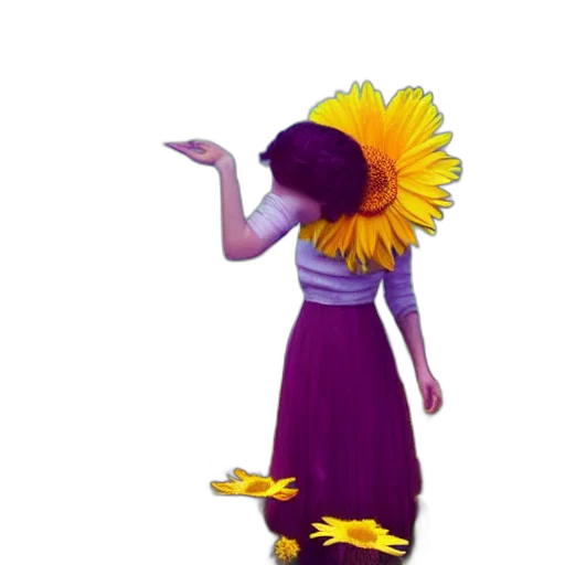 dress, flower, staff, hat, 3d render, concept art, photorealistic, vaporwave transparent PNG cut-out