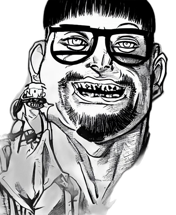 face, creature, staff, cartoon, comic book art, concept art, photorealistic, amateur transparent PNG cut-out