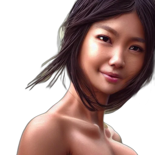 face, jewelry, hair, photorealistic transparent PNG cut-out