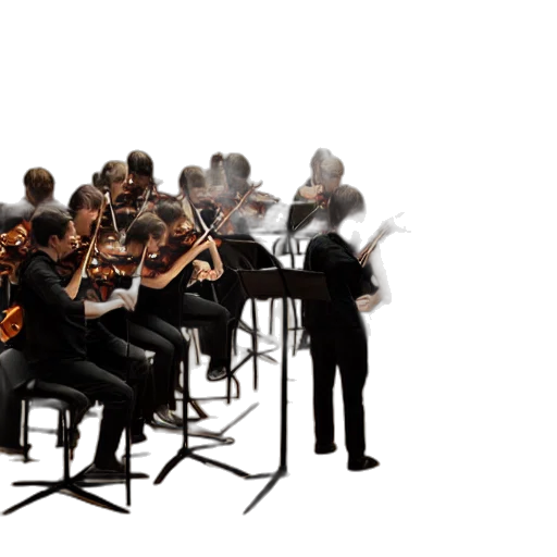staff, 3d render, concept art, photorealistic, fog, orchestra, composed, horses transparent PNG cut-out