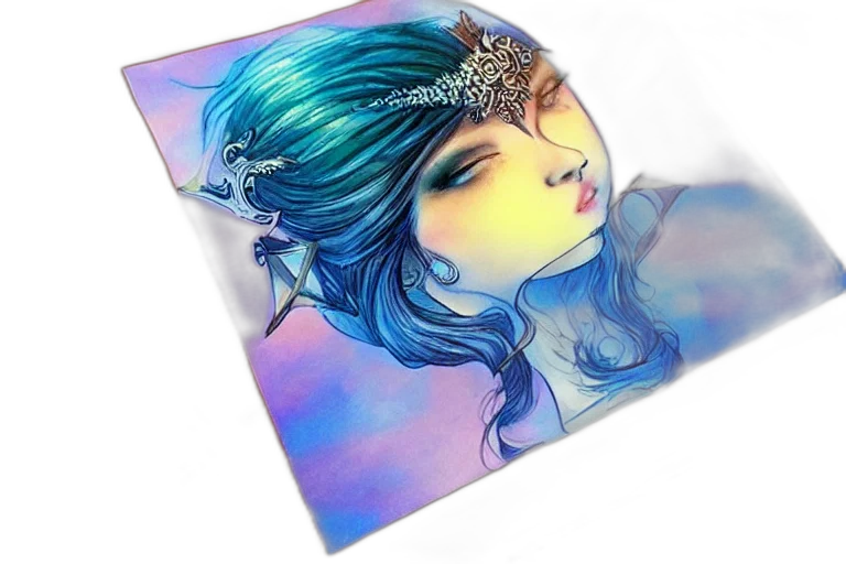 jewelry, crown, fantasy art, photorealistic, watercolor, oil painting, blue, pastel transparent PNG cut-out