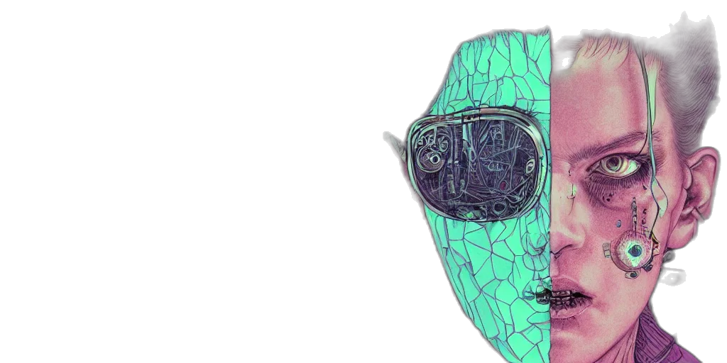 mask, jewelry, face, crown, 3d render, photorealistic, risograph, grainy transparent PNG cut-out
