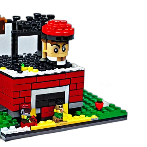 building, crown, hat, 3d render, concept art, pixel art, mario, lego transparent PNG cut-out