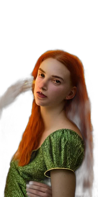 face, hair, jewelry, dress, fantasy art, photorealistic, 3d render, concept art transparent PNG cut-out