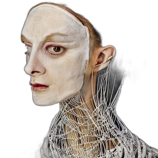 mask, robot, face, jewelry, concept art, photorealistic, 3d render, fantasy art transparent PNG cut-out