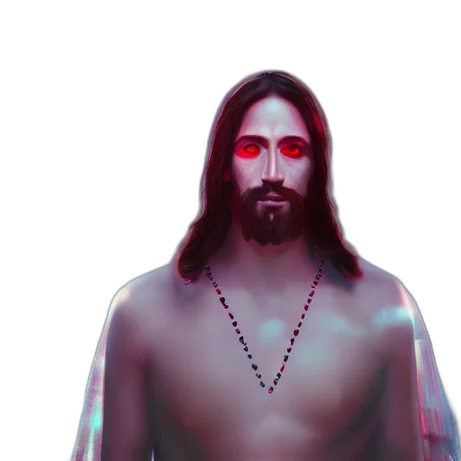 vaporwave, cyberpunk, concept art, jesus, christ, cruce, octane, render transparent PNG cut-out