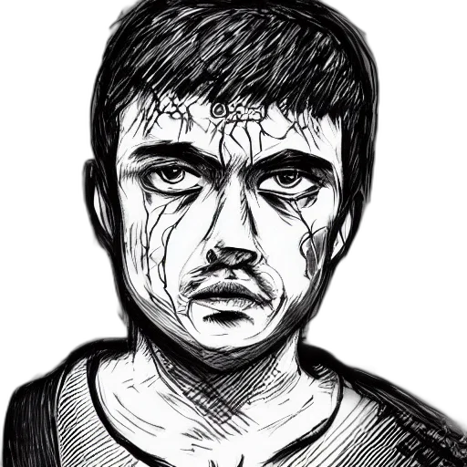 face, pencil sketch, comic book art, photorealistic transparent PNG cut-out