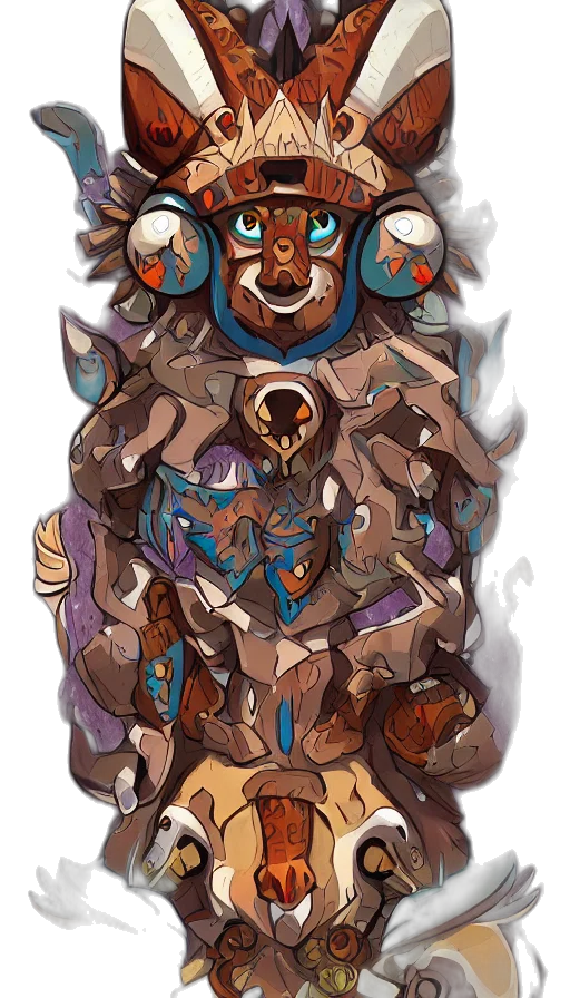 mask, staff, face, creature transparent PNG cut-out