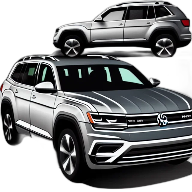 car, photorealistic, volkswagen, atlas transparent PNG cut-out