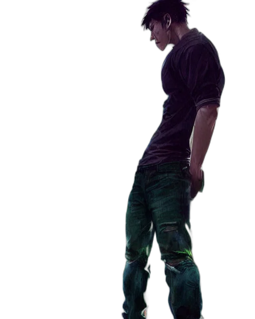 jacket, shoes, creature, staff transparent PNG cut-out