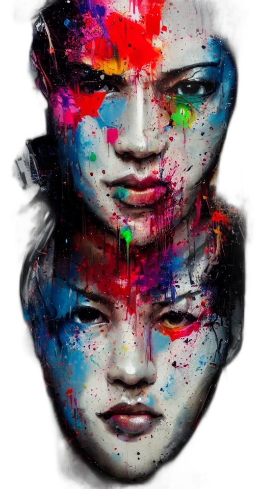 face, mask, photorealistic, cyberpunk transparent PNG cut-out