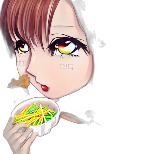 food, face, anime, photorealistic transparent PNG cut-out