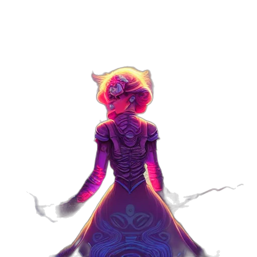 dress, crown, staff, mask, concept art, fantasy art, pixel art, cyberpunk transparent PNG cut-out