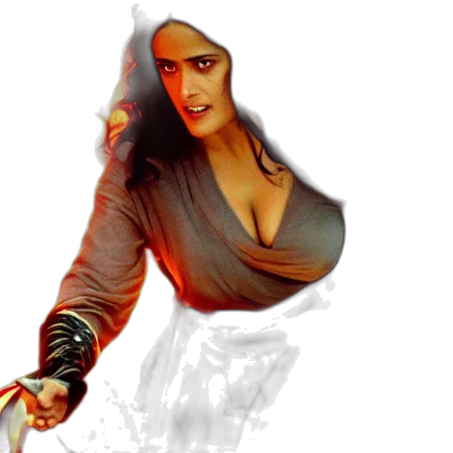 concept art, photorealistic, fantasy art, comic book art, epic, photo, salma, hayek transparent PNG cut-out