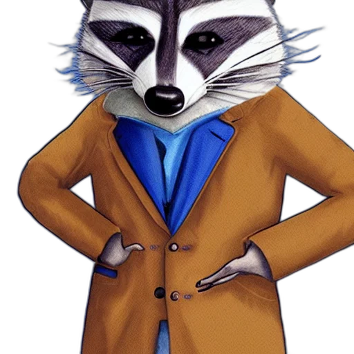 jacket, animal, staff, concept art, cartoon, watercolor, photorealistic, anthropomorphic transparent PNG cut-out