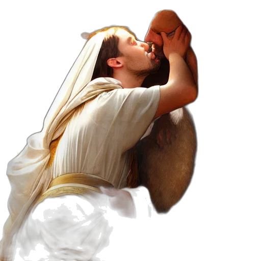 photorealistic, concept art, 3d render, oil painting, jesus, kissing, maria, maddalena transparent PNG cut-out