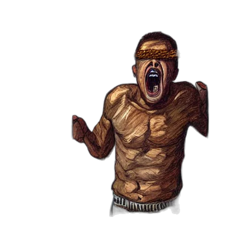 creature, pixel art, concept art, fantasy art, comic book art, screaming, prisoner, holding transparent PNG cut-out