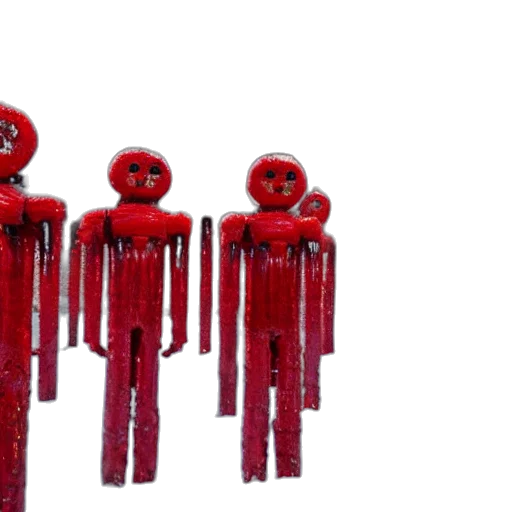 robot, staff, 3d render, concept art, pixel art, red, sprites, unsettling transparent PNG cut-out