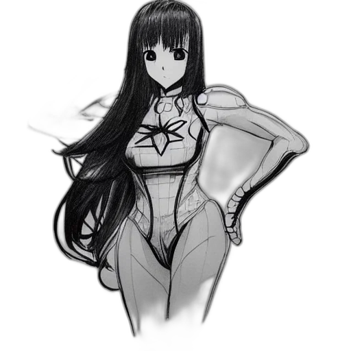 dress, robot, creature, jacket, anime, pencil sketch, concept art, cartoon transparent PNG cut-out