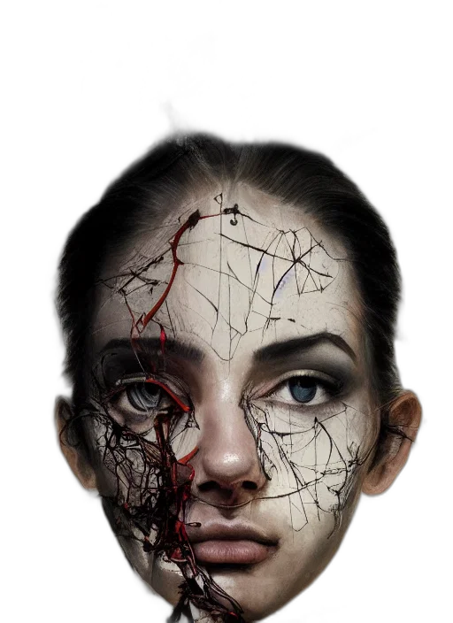face, mask, photorealistic, cyberpunk transparent PNG cut-out