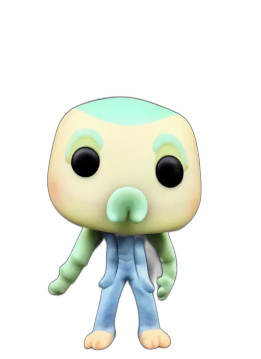 creature, robot, 3d render, concept art, pastel, green, funko, pop transparent PNG cut-out