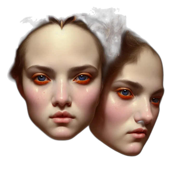 face, mask, crown, photorealistic, concept art, 3d render, fantasy art, red transparent PNG cut-out